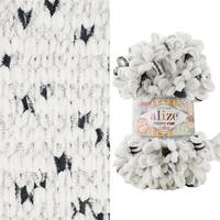 Obrázok ku produktu Pletacia priadza Alize PUFFY FINE COLOR 7646 biela čierna