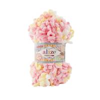 Obrázok ku produktu Pletacia priadza Alize PUFFY FINE COLOR 6367 žltá biela ružová