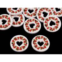 Obrázok ku produktu GOMBÍK plastový s kvetmi srdce červená 25mm