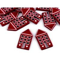 Obrázok ku produktu Gombík 18x34mm domček bordová