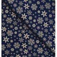 Obrázok ku produktu BAVLNENÁ LÁTKA vianočná zlaté hviezdy na modrom