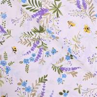 Obrázok ku produktu DEKORAČNÁ LÁTKA kvety a včely biela modrá