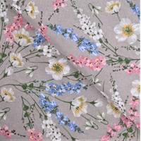 Obrázok ku produktu DEKORAČNÁ LÁTKA kvety sivá biela modrá ružová