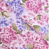 Obrázok ku produktu DEKORAČNÁ LÁTKA kvety hortenzie ružová modrá