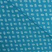 Obrázok ku produktu BAVLNENÁ LÁTKA folklórna MARGARÉTKA modrá tyrkysová