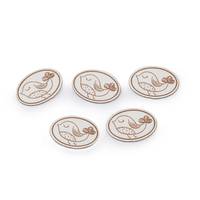 Obrázok ku produktu Nášivka štítok z eko kože vtáčik 1 biela