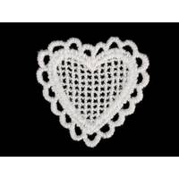 Obrázok ku produktu NÁŠIVKA dekorácia krajkované srdce biela