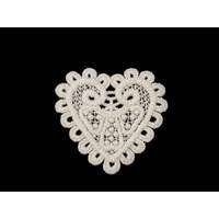 Obrázok ku produktu NÁŠIVKA dekorácia čipkované srdce smotanové