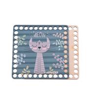 Obrázok ku produktu Drevené dno štvorec maľované detské mačka 2x15cm