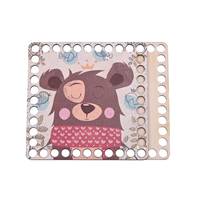 Obrázok ku produktu Drevené dno štvorec maľované detské medveď 2x15cm