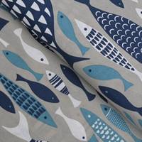 Obrázok ku produktu DEKORAČNÁ LÁTKA béžová ražná ryby