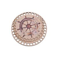 Obrázok ku produktu Drevené dno na košík okrúhle maľované kormydlo