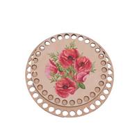 Obrázok ku produktu Drevené dno na košík okrúhle maľované divé maky