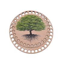 Obrázok ku produktu Drevené dno na košík okrúhle maľované strom