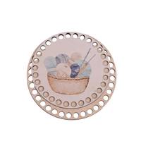 Obrázok ku produktu Drevené dno na košík okrúhle maľované košík vlna háčik