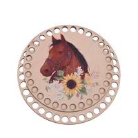 Obrázok ku produktu Drevené dno na košík okrúhle maľované kôň