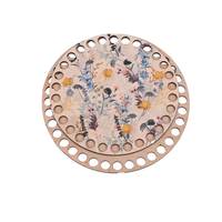 Obrázok ku produktu Drevené dno na košík okrúhle maľované lúčne kvety