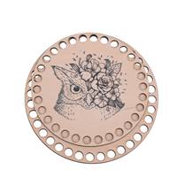 Obrázok ku produktu Drevené dno na košík okrúhle maľované sova