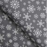 Obrázok ku produktu DEKORAČNÁ LÁTKA vianočná sivá vločky