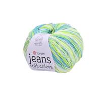 Obrázok ku produktu Pletacia priadza YarnArt JEANS SOFT COLORS 6211 žltá zelená modrá biela