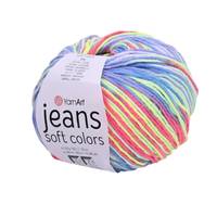 Obrázok ku produktu Pletacia priadza YarnArt JEANS SOFT COLORS 6207 červená modrá fialová žltá neonová zelená