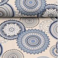 Obrázok ku produktu DEKORAČNÁ LÁTKA mandala modrá sivá béžová