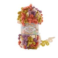 Obrázok ku produktu Pletacia priadza Alize PUFFY FINE COLOR 6519 smotanová žltá fialová oranžová