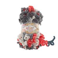 Obrázok ku produktu Pletacia priadza Alize PUFFY FINE COLOR 6518 biela sivá červená