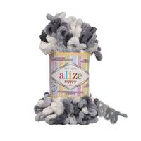 Obrázok ku produktu Pletacia priadza Alize PUFFY  COLOR 5925 sivá biela