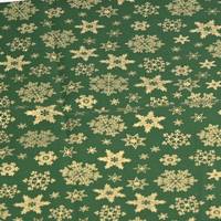 Obrázok ku produktu Balíček BAVLNENÁ LÁTKA vianočná zlaté hviezdy na zelenom podklade