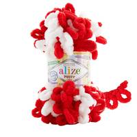 Obrázok ku produktu Pletacia priadza Alize PUFFY  COLOR 6574 červená biela