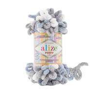 Obrázok ku produktu Pletacia priadza Alize PUFFY  COLOR 6629 sivá modrá biela