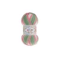 Obrázok ku produktu Pletacia priadza Alize BABY BEST BATIK 7067 zelená ružová biela béžová