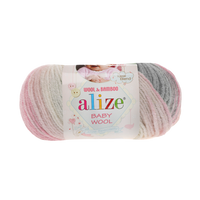 Obrázok ku produktu Pletacia vlna Alize BABY WOOL BATIK 3245 ružová sivá biela