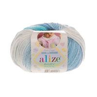 Obrázok ku produktu Pletacia vlna Alize BABY WOOL BATIK 3564 biela modrá