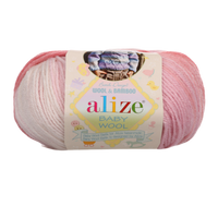 Obrázok ku produktu Pletacia vlna Alize BABY WOOL BATIK 3565 biela ružová
