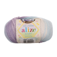 Obrázok ku produktu Pletacia vlna Alize BABY WOOL BATIK 3566 biela modrá fialová