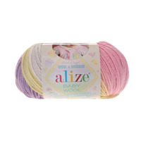 Obrázok ku produktu Pletacia vlna Alize BABY WOOL BATIK 4006 žltá sivá ružová