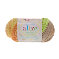 Obrázok ku produktu Pletacia vlna Alize BABY WOOL BATIK 5559 zelená oranžová béžová