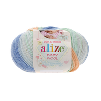 Obrázok ku produktu Pletacia vlna Alize BABY WOOL BATIK 6539 biela modrá oranžová