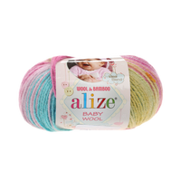 Obrázok ku produktu Pletacia vlna Alize BABY WOOL BATIK 6550 modrá ružová žltá oranžová