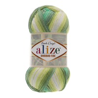 Obrázok ku produktu Pletacia priadza Alize BAMBOO FINE BATIK 4557 zelená biela béžová
