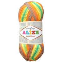 Obrázok ku produktu Pletacia priadza Alize BAMBOO FINE BATIK 4559 oranžová žltá zelená