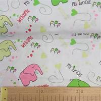 Obrázok ku produktu BAVLNENÁ LÁTKA detská slon biela ružová zelená