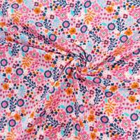 Obrázok ku produktu BAVLNENÝ ÚPLET kvety ružová modrá