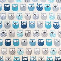 Obrázok ku produktu BAVLNENÁ LÁTKA zvieratká sovy modrá