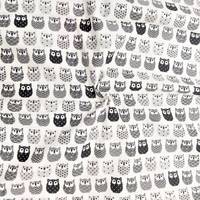 Obrázok ku produktu BAVLNENÁ LÁTKA zvieratká sový sivá biela