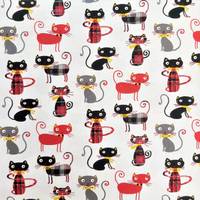 Obrázok ku produktu BAVLNENÁ LÁTKA zvieratká mačky čierna červená