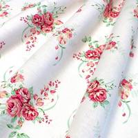 Obrázok ku produktu BAVLNENÝ SATÉN kvety biela červená