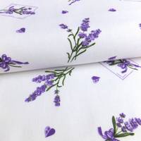 Obrázok ku produktu BAVLNENÁ LÁTKA kvety biela fialová